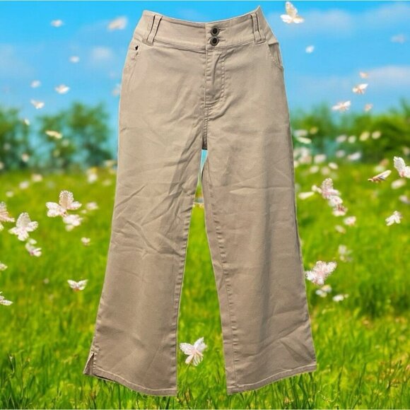 Duck Head Petites Stretch Womens Khaki Capri Pants Size 00P Beige Zip Pockets - Picture 3 of 11